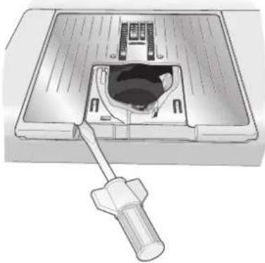 Diagram of a device with a handle inserted into a slot, showing internal components (no text or symbols)