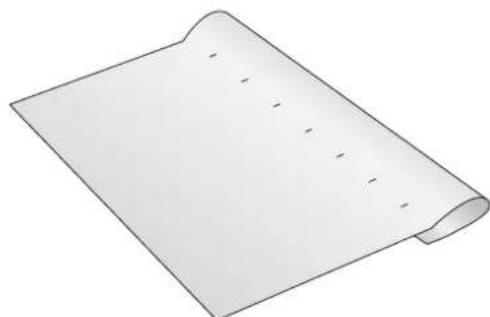 Roll of paper with dashed lines indicating measurement or alignment points (no text or symbols)