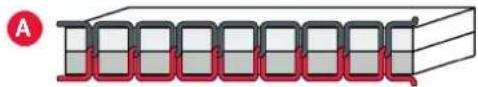 Diagram of a 3D rectangular structure with multiple side panels and a red highlighted section, labeled 'A' in red circle (no text or symbols on the diagram itself)
