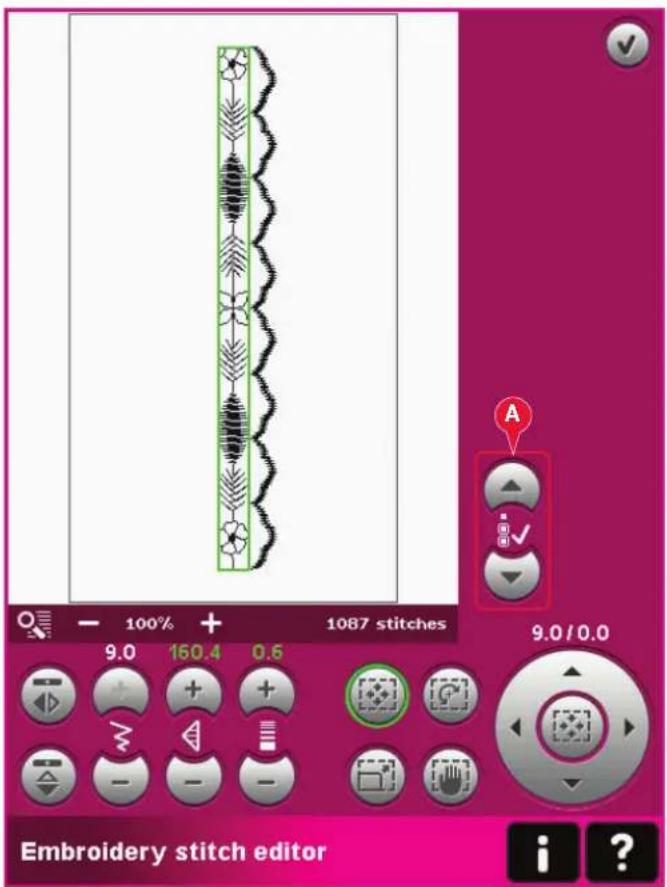 Embroidery stitch editor 1087 stitches 9.0 / 0.0 9.0 100% + 1087 stitches i ?