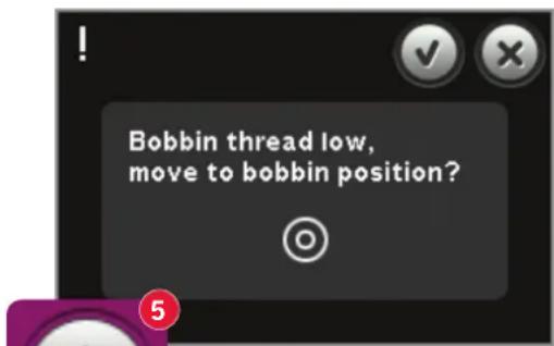 Bobbin thread low, move to bobbin position?