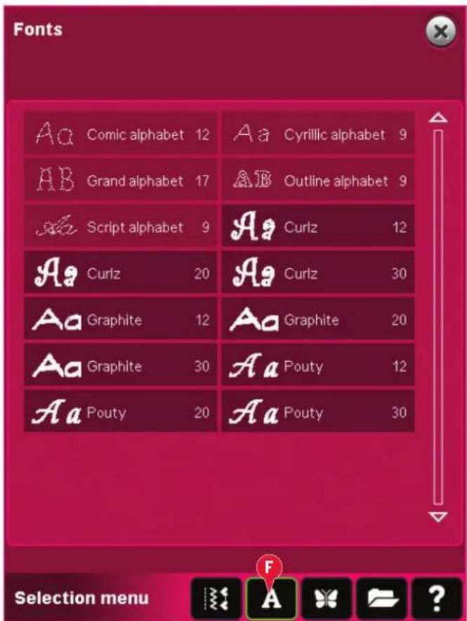 Fonts Aa Comic alphabet 12 Aa Cyrillic alphabet 9 AB Grand alphabet 17 AB Outline alphabet 9 Script alphabet 9 Aa Curlz 12 Aa Curlz 20 Aa Curlz 30 Aa Graphite 12 Aa Graphite 20 Aa Graphite 30 Aa Pouty 12 Aa Pouty 20 Aa Pouty 30 Selection menu