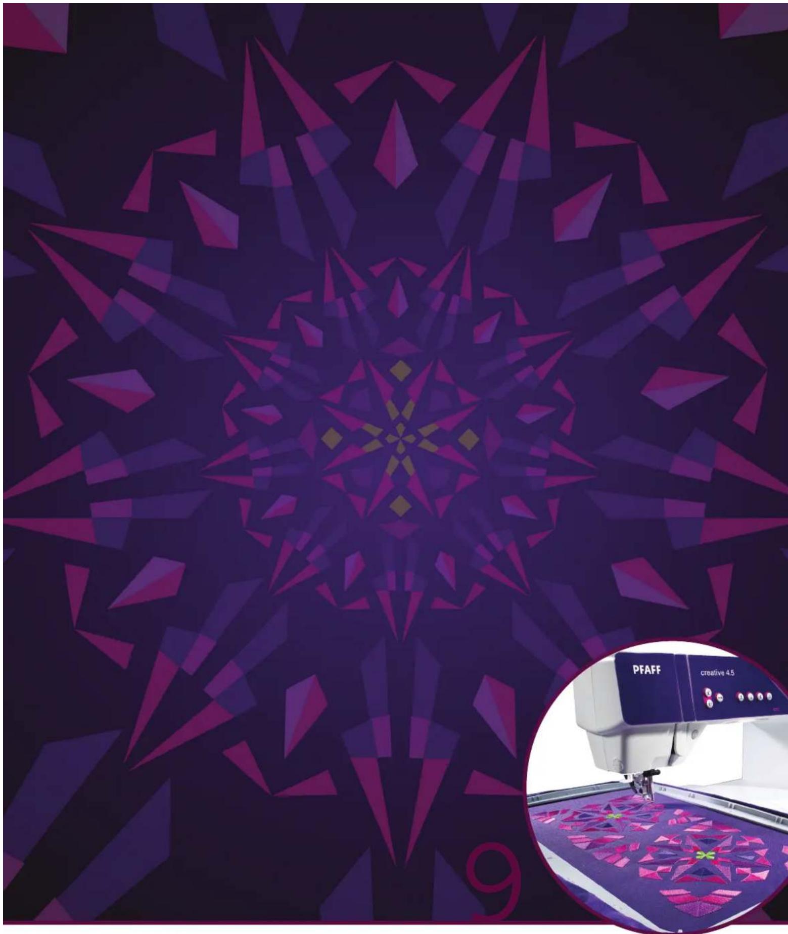 Art installation featuring a geometric starry pattern with a PFAFF 4.5 printer on display (no readable text or symbols)