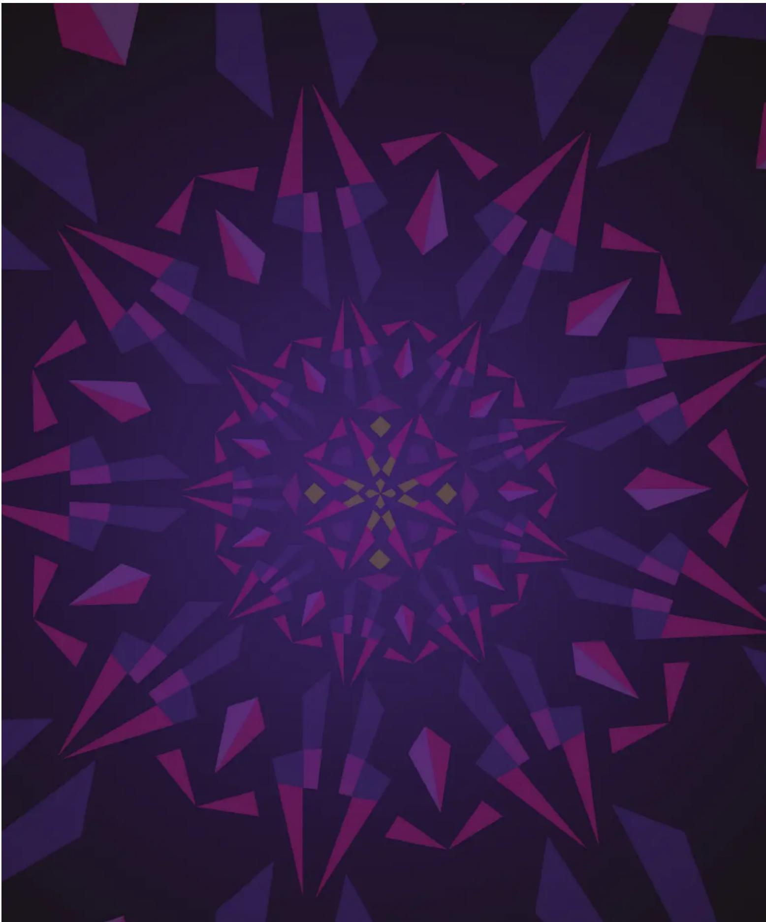 Abstract geometric pattern with pink triangular shapes on a dark background, no text or symbols present