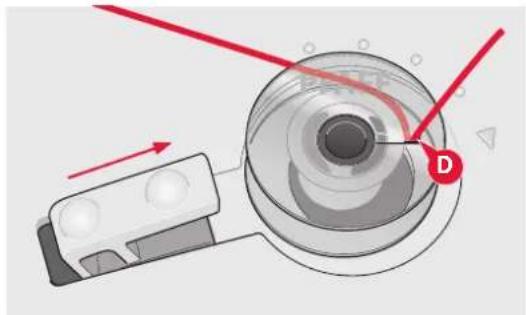 Diagram of a mechanical device with red arrows indicating motion or force, no visible text or symbols