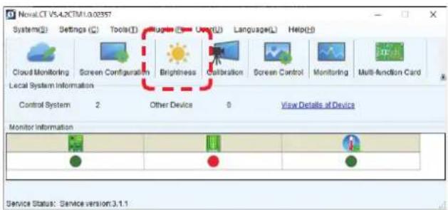 Noval.CCT V5.4.2CTM 1.0.0257 System(S) Settings (C) Tools(T) Tools (S) Users(U) Language(L) Help(H) Cloud Monitoring Screen Configuration Brightness Calibration Screen Control Monitoring Multi-function Card Local System Information Control System 2 Other Device 0 View Details at Device Monitor Infor…