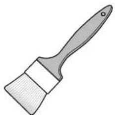 Illustration of a paintbrush with a handle and textured body (no text or symbols)