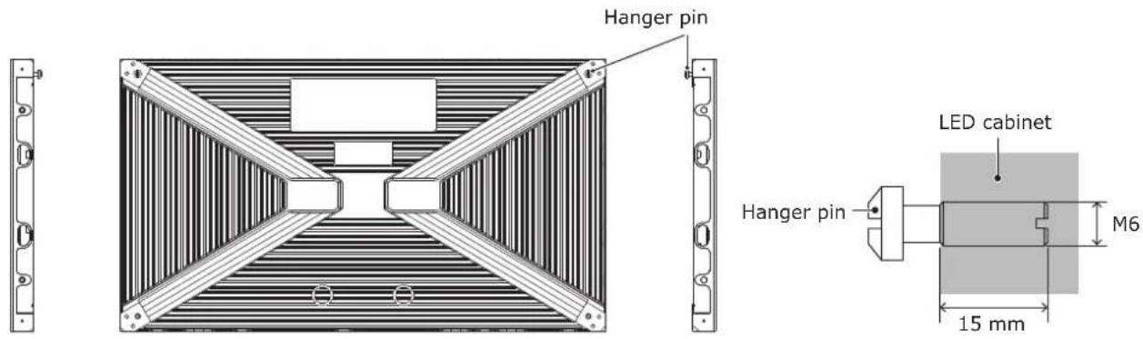 Hanger pin LED cabinet Hanger pin M6 15 mm