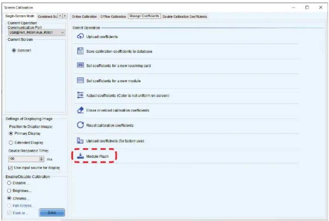 Screen Calibration Single-Screen Mode Combined Sc Current Operation Communication Port USB@Port_0001.hub_0001 Current Screen Screen1 Settings of Displaying Image Position to Display Image: Primary Display Extended Display Device Response Time: 100 ms Use input source for display Enable/Disable Calib…