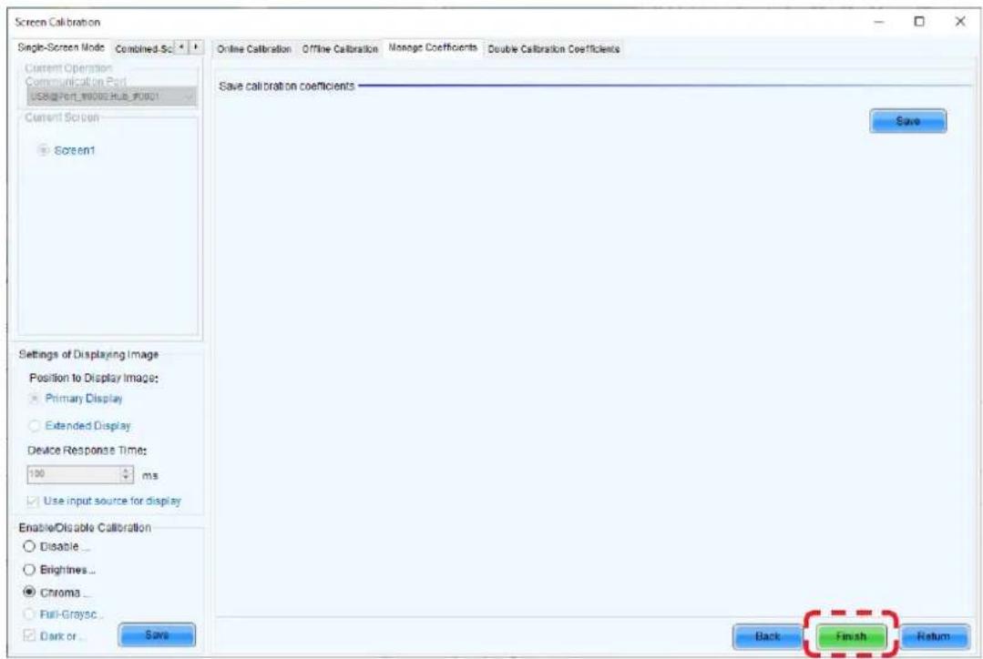 Screen Calibration Single-Screen Mode Combined-Sc Current Operation Communication Port USB@Port_W0000.Hub_F0001 Current Screen Screen1 Settings of Displaying Image Position to Display Image: Primary Display Extended Display Device Response Time: 100 ms Use input source for display Enable/Disable Cal…
