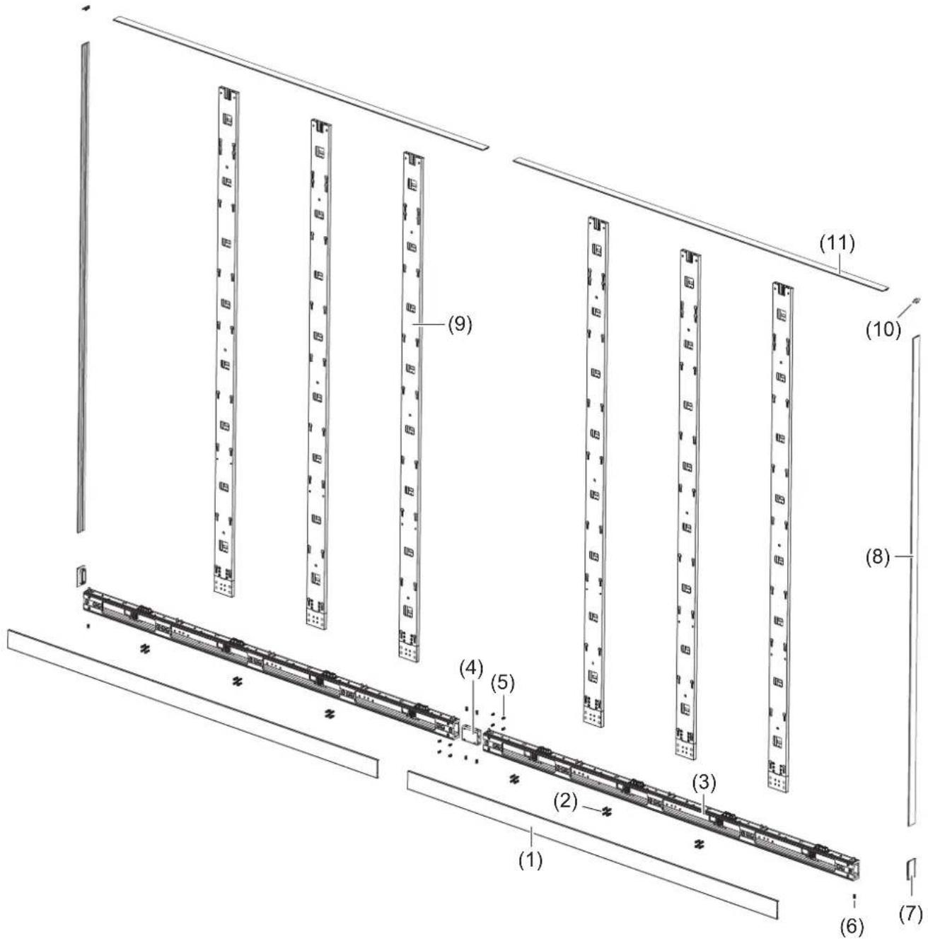 Technical diagram showing a multi-layered assembly with numbered components, likely for architectural or mechanical design reference.