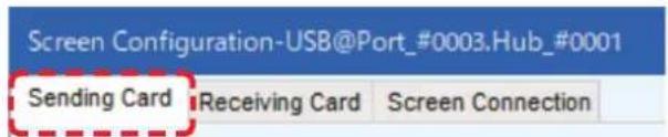 Screen Configuration-USB@Port_#0003.Hub_#0001 Sending Card Receiving Card Screen Connection