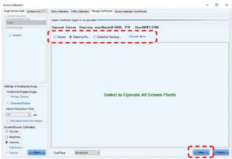 Screen Calibration Single Screen Mode Continued-Go ↑ Current Operation Communication Port Core1 Current Screen Screen1 Settings of Displaying Image Position to Display Image: Primary Display Extended Display Device Response Time: 1ms ms Use Input Source for display Enable/Disable Calibration Disable…