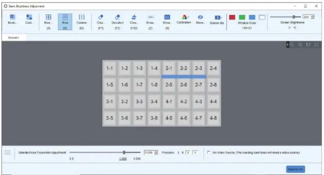 Seen Brightness Adjustment Modu... Cabi... Row... Row ... Column ... Clea... Decselect Clea... Show... Show... Calibration Show... Screen clip Window Color Window Color Screen Brightness (A) (B) (C) (D) (E) (F) (G) (H) (I) (J) (K) (L) (M) (N) (O) (P) (Q) (R) (S) (T) (U) (V) (W) Screen1 1-1 1-2 1-3 1…