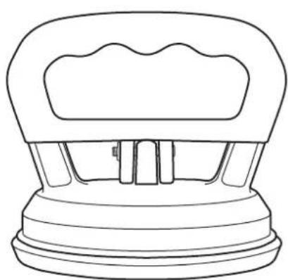 Line drawing of a kettlebell with handle and side panel (no text or symbols)