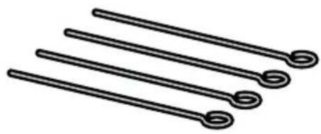 Five identical black metal rods with loop ends, arranged diagonally (no text or symbols)