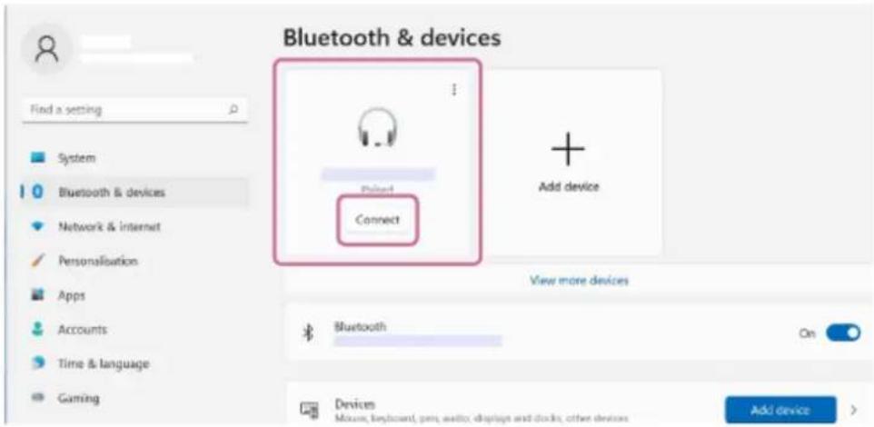 Bluetooth & devices Find a setting System Bluetooth & devices Network & internet Personalisation Apps Accounts Time & language Gaming Connect Readout Add device View more devices Bluetooth On Devices Mouse, keyboard, pen, audio, displays and cards, other devices Add device