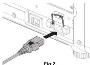 Diagram of a cable connector with a plug inserted into a panel, labeled Fig.2 (no text or symbols on the diagram itself)