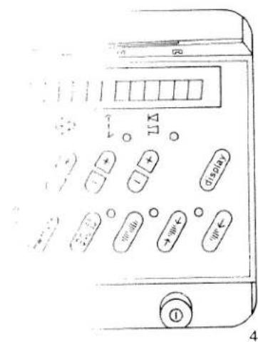 Diagram of a device control panel with labeled buttons and indicators, including 'Display' and directional arrows.