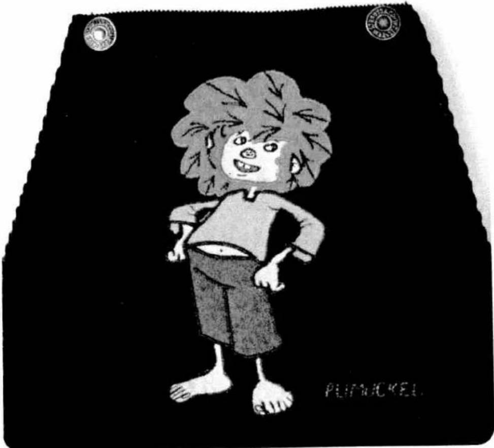 Cartoon illustration of a smiling character with curly hair and short sleeves, standing on a dark background (no text or symbols)