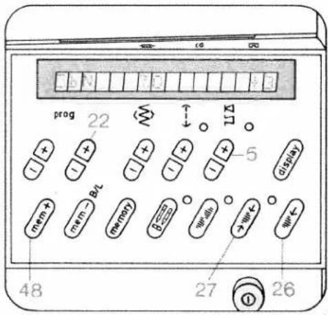 prog 22 5 display mem+ mem→B/L memory D=0.000 wall. →W/K W/K 48 27 26