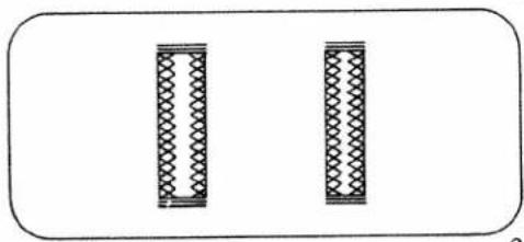 Two vertical rectangular shapes with patterned patterns, no text or symbols present
