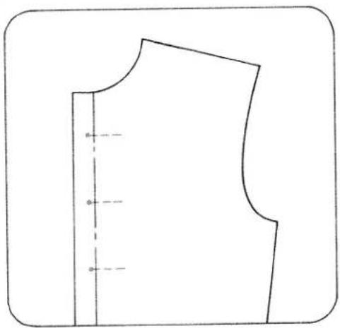 Pure line drawing of a garment pattern piece without any text, numbers, or symbols