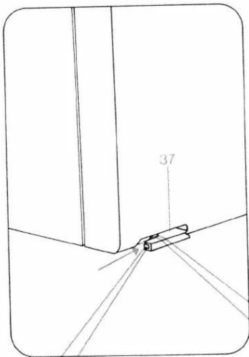 Technical line drawing of a mechanical component with dimension label '37' (no text or symbols beyond the number)