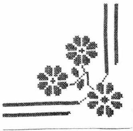 Abstract geometric pattern composed of pixelated floral and line elements (no text or symbols)