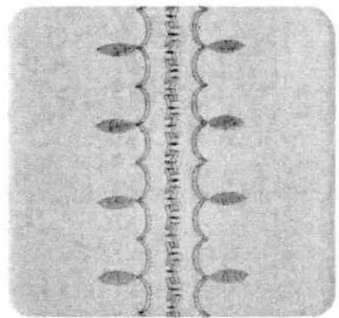 Pure diagram of a vertical line with curved lines and leaf-like shapes, no text or symbols present