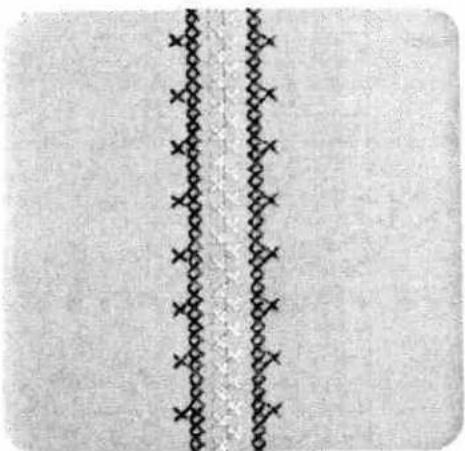 Pure diagram of two vertical chain-like structures with cross marks, no text or symbols present