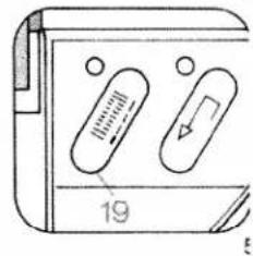 Diagram of a device casing with two oval components and a labeled dimension (19), no readable text or symbols present.