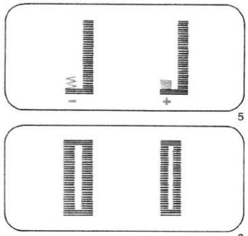 Diagram showing two rectangular panels with vertical bars and symbols, labeled with numbers 1 and 5, likely representing a schematic or schematic.