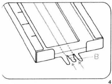 Technical line drawing of a mechanical component with labeled points A and B (no text or symbols beyond labels)