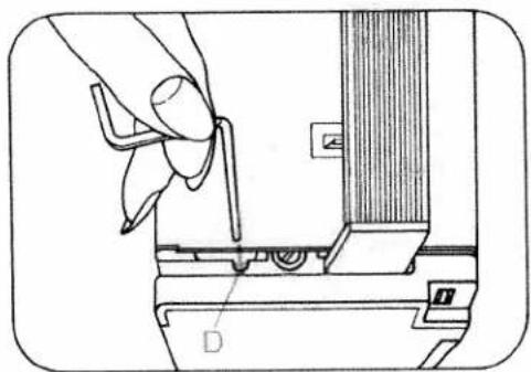 Illustration of a hand using a tool to adjust or install a mechanical component (no text or symbols visible)