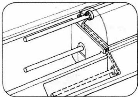 Technical line drawing of a mechanical assembly with pipes and rods (no text or symbols)