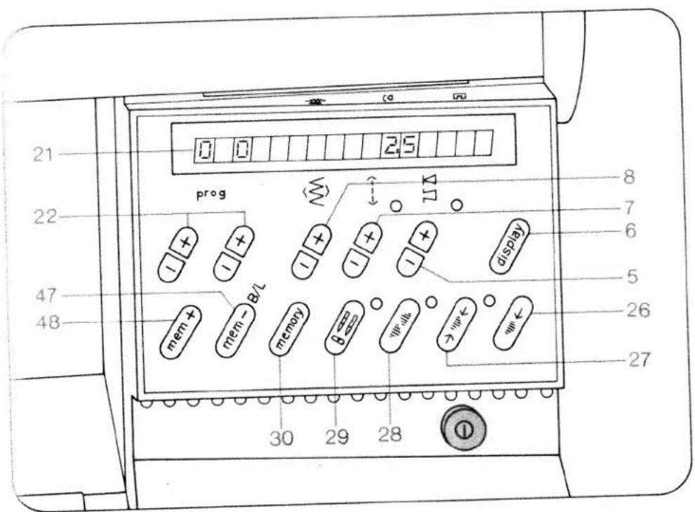 21 0 0 25 22 prog 8 7 6 47 display 5 48 mem + mem - B/L 26 27 30 29 28
