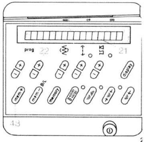 prog 22 21 mem + + B/L mem - B/L memory B=0.00 W/46% W+ + W- + 43 ①