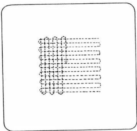 Pure diagram of a grid pattern with arrows, no text or symbols present