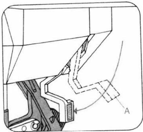 Technical diagram of a mechanical assembly with labeled component A (no text or symbols present)