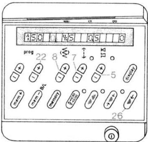 450 1 45 25 3 prog 22 8 7 11 mem + mem > B/L memory > (###) ... will → << 26 ①