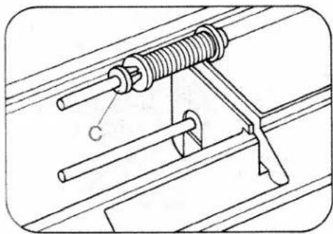 Technical line drawing of a mechanical clamp or spring assembly with labeled component 'C' (no text or symbols beyond label)