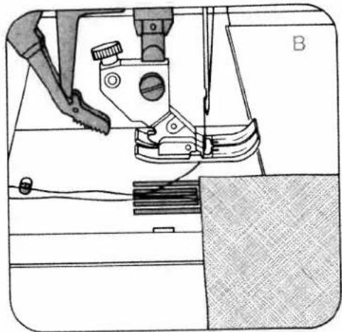 Technical line drawing of a sewing machine with no visible text or symbols