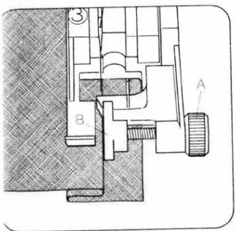 Technical diagram of a mechanical assembly with labeled parts A and B, showing cross-sectional views and components.
