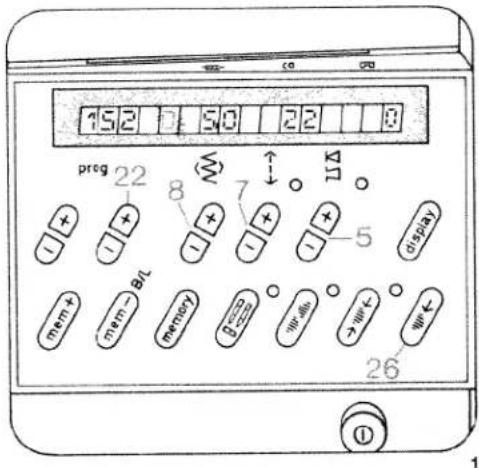 152 7 30 22 8 prog 22 8 7 15 + + - + + - + + - + + - + + - + + - display mem + mem → B/L memory 0 < 0 > 5 w/lls → w/ ← w/ ← 26 ①