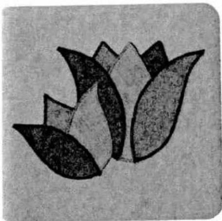 Abstract black-and-white floral pattern with layered petals and a central oval shape (no text or symbols)