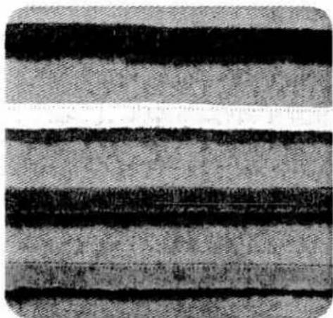 Close-up of a textured surface with horizontal black and white stripes (no text or symbols)