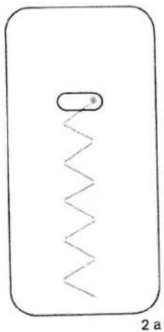Simple line drawing of a rectangular object with a zigzag line and an oval shape inside, labeled '2 a' at bottom (no text or symbols on the diagram itself)