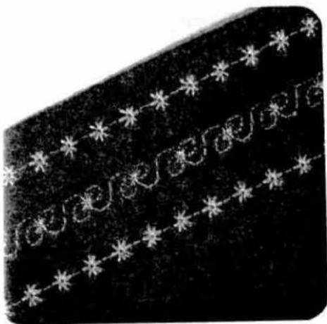 Black-and-white photo of a textured surface with repeating star patterns and decorative border (no text or symbols)
