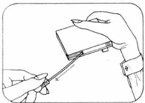 Illustration of hands using a tool to adjust or install a component, no text or symbols present